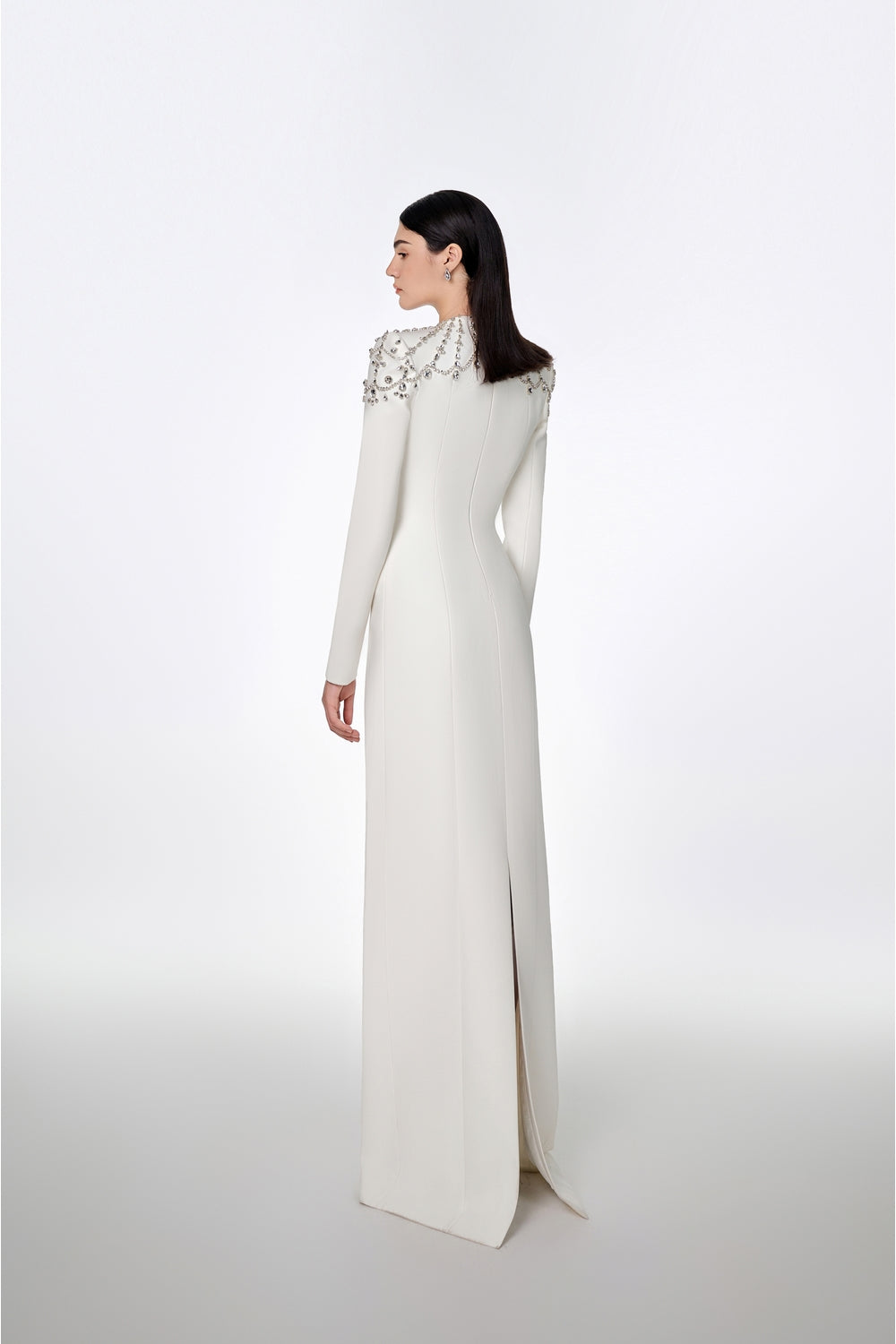Long Sleeve Queen Anne Neckline Dress